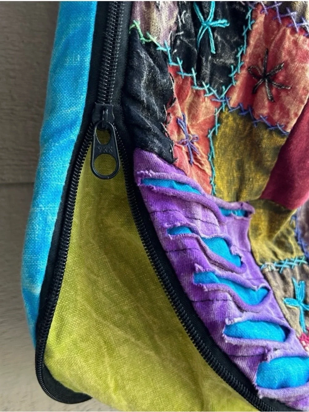 Visions of Tibet Colorful Patchwork Boho Sling Bag - Vibrant Multicolor cloth